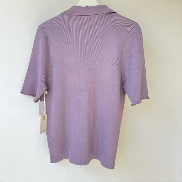 Good American Ribbed Polo top in Dusty Violet - Picture 7 of 10